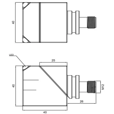 Датчик ультразвуковой LANBAO US40-CC50DU10-E2, расстояние срабатывания - 40-500мм, разъем M12 4-pin, корпус - АБС-пластик