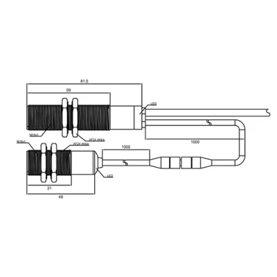 Датчик ультразвуковой LANBAO UR18-DC60D3PO двойного листа, расстояние срабатывания - 30-60мм, тип выходного сигнала - трехпроводной PNP, кабель PVC 2м, корпус - латунь никелированная, IP67