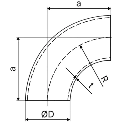 Отводы LEADTEK 90°, корпус - нержавеющая сталь AISI304 (CF8), присоединение - под приварку, DIN стандарт