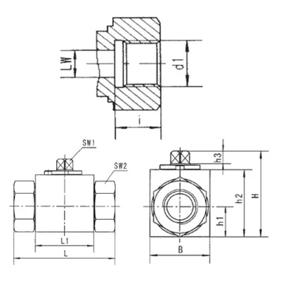 Кран шаровой LSQ KHB ISO 228 3/4″ Ду20 Ру315 полнопроходной, уплотнение шара - РОМ, двухходовой, углеродистая сталь, внутренняя резьба, ручка-рычаг