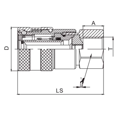 Розетки БРС LSQ FF Дн6.3-50 Ду6-50 Ру350 материал сталь, уплотнение NBR, ISO 16028