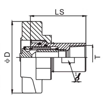 Розетка БРС LSQ KZE-BB Дн132х1 1/4″ Ру207, присоединение внутренняя резьба NPT1 1/4″, диаметр стыка Dn132, корпус - латунь, уплотнение NBR