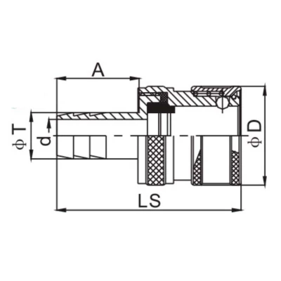 Розетка БРС LSQ Q3 Дн30х14 Ру15, присоединение штуцер 14 мм, диаметр стыка Dn30, корпус - латунь