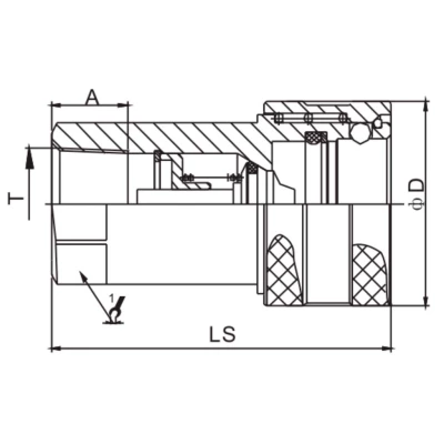 Розетка БРС LSQ S1 Дн20х3/4″ Ру250, присоединение внутренняя резьба G3/4″, диаметр стыка Dn20, корпус - сталь, уплотнение NBR, ISO 7241-А