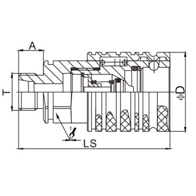 Розетка БРС LSQ S5 12S Дн12.5х20 Ру207, присоединение наружная резьба M20x1.5, диаметр стыка Dn12.5, корпус - сталь, уплотнение NBR, ISO 5675