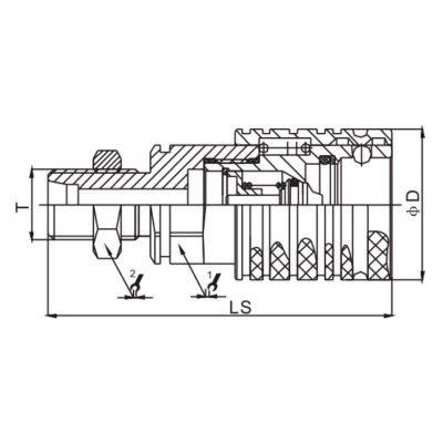 Розетка БРС LSQ S5C 15L Дн12.5х22 Ру207, присоединение наружная резьба M22x1.5, диаметр стыка Dn12.5, корпус - сталь, уплотнение NBR, ISO 5675