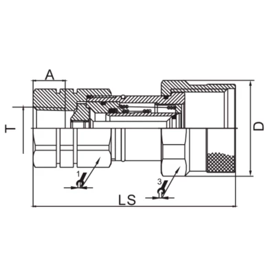 Розетки БРС LSQ VEP Дн13-31.5 Ду15-40 Ру345-483 материал сталь, уплотнение NBR, ISO 16028