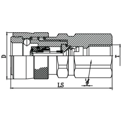 Розетки БРС LSQ TF Ду8 Ру1500 сверхвысокого давления, резьба BSP1/4″, корпус - сталь, уплотнение NBR
