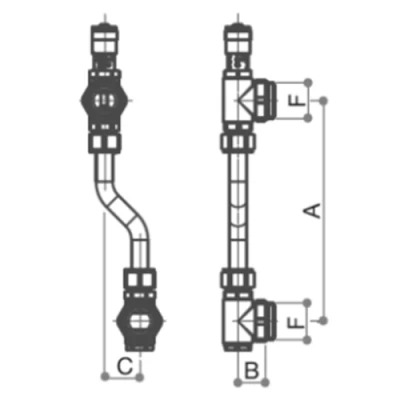 Вентиль байпасный Luxor VB 751 G1″x200мм с выводами для коллектора