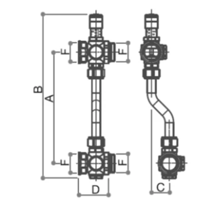 Вентиль байпасный Luxor VB 752 G1”x200мм с соединениями для шарового крана