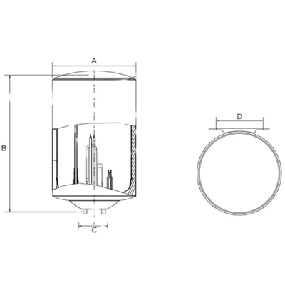 Водонагреватели электрические накопительные Midea MWH-MPC настенные, объем - 50-100л, мощность - 1.5кВт, корпус - эмалированная сталь, Tmax 75°C