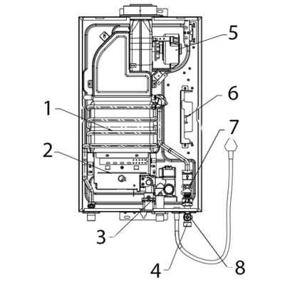 Водонагреватель газовый проточный Midea MGIWH-10-CC SEINE настенный, мощность - 20кВт, корпус - нержавеющая сталь, Tmax 150°C