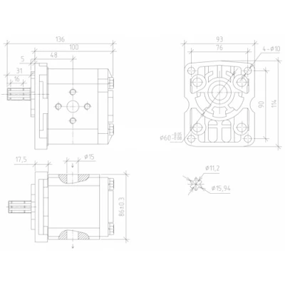 Насос шестеренный МЛМЗ НШ-14М-3 правый, мощность - 10.3кВт, производительность - 29.4л/мин