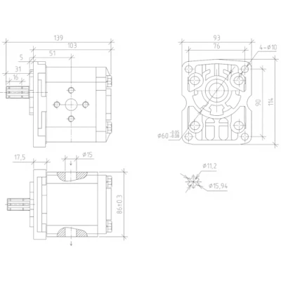Насос шестеренный МЛМЗ НШ-16М-3-Л левый, мощность - 11.8кВт, производительность - 33.6л/мин