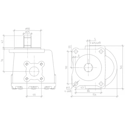 Насос шестеренный МЛМЗ НШ-32А-3-Л левый, мощность - 26.6кВт, производительность - 68.8л/мин