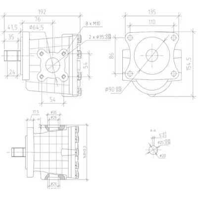 Насос шестеренный МЛМЗ НШ-50А-3-Л левый, мощность - 41.5кВт, производительность - 107.2л/мин