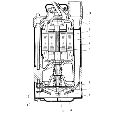Насос дренажный МНЗ ГНОМ 50-25Т погружной, мощность - 5.5кВт, напор - 25м, производительность - 50м3/ч, с рубашкой охлаждения, до 60°C, 380В