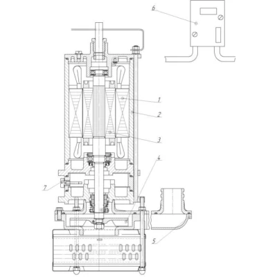 Насос фекальный МНЗ ЦМФ 20-15 погружной, мощность - 2.8кВт, напор - 15м, производительность - 20м3/ч, до 35°C, 380В