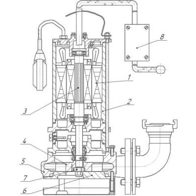 Насос фекальный МНЗ ЦМФ 16-16 КНС (Мурена 16-16) погружной, с режущим ножом, мощность - 2.2кВт, напор - 16м, производительность - 16м3/ч, до 35°C, 220В