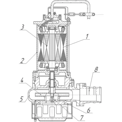 Насос фекальный МНЗ ЦМК 50-40 (Зубатка 50-40) погружной, с режущим ножом, мощность - 11кВт, напор - 40м, производительность - 50м3/ч, до 35°C, 380В