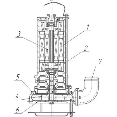 Насос фекальный МНЗ ЦМК 16-27 погружной, режущий, мощность - 4кВт, напор - 27м, производительность - 16м3/ч, до 35°C, 380В