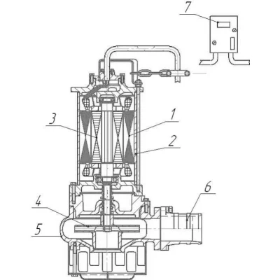 Насос фекальный МНЗ ЦМК 50-40 погружной, мощность - 11кВт, напор - 40м, производительность - 50м3/ч, до 35°C, 380В