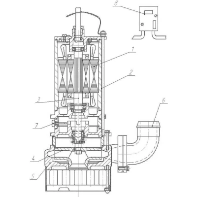 Насос фекальный МНЗ НПК 40-22 погружной, мощность - 4кВт, напор - 22м, производительность - 40м3/ч, до 35°C, 380В