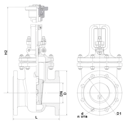 Задвижка клиновая 30с964нж МЗТА ЗКЛ2-25 Ду200 Ру25 фланцевая, клин - двухдисковый, шпиндель - выдвижной, корпус - сталь, уплотнение - ТРГ, с электроприводом DN.ru MT-N-030EM-O2-220VAC-У1 220В