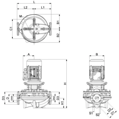 Насос циркуляционный DAB CP2-G 50-11100 T 400/50 IE3 поверхностный, корпус - чугун, мощность - 39.4кВт, напор - 110.8м, производительность - 1750л/мин, 380В