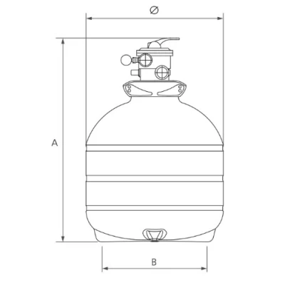 Песчаный фильтр ESPA FKB 450 6TP 1 1/2 ″ Ду40 Ру2 присоединение - резьбовое, производительность - 8м3/ч, размер гранул 0.5 - 0.8 мм, корпус - полиэтилен