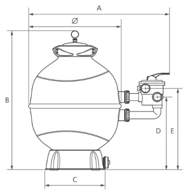 Песчаный фильтр ESPA FKP 620 6LT 1 1/2 ″ Ду40 Ру2.5 присоединение - резьбовое, производительность - 15м3/ч, размер гранул 0.5 - 0.8 мм, корпус - полиэтилен