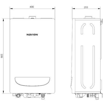 Котлы газовые NAVIEN Deluxe C настенные двухконтурные, мощность - 13-40кВт, камера - закрытая