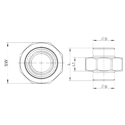 Американки NewKey NK‑AW/W/4 Ру16 корпус – нержавеющая сталь AISI304 (CF8), присоединение – под сварку, уплотнение PTFE