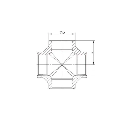 Крестовина NewKey NK-DCF/4 1/2″ Ду15 Ру16 корпус - нержавеющая сталь AISI304 (CF8), присоединение - внутренняя резьба
