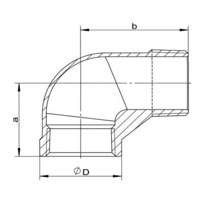 Отвод резьбовой NewKey NK-FEDM/6 1/2″ Ду15 Ру16  корпус - нержавеющая сталь AISI316 (CF8M), присоединение - внутренняя / наружная резьба