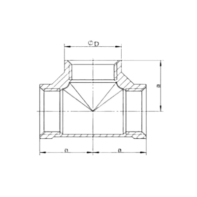 Тройник полнопроходной NewKey NK‑DTF/4 1/8″ Ду6 Ру16 корпус - нержавеющая сталь AISI304 (CF8), присоединение - внутренняя резьба