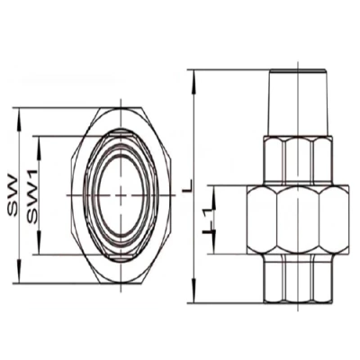 Американка NewKey NK-ADM/6 3″ Ду80 Ру16 корпус - нержавеющая сталь AISI316 (CF8M), присоединение - наружная / внутренняя резьба, уплотнение PTFE