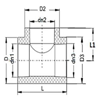 Тройник переходной Политэк Дн32x20x25 Ру25 под приварку, корпус - полипропилен