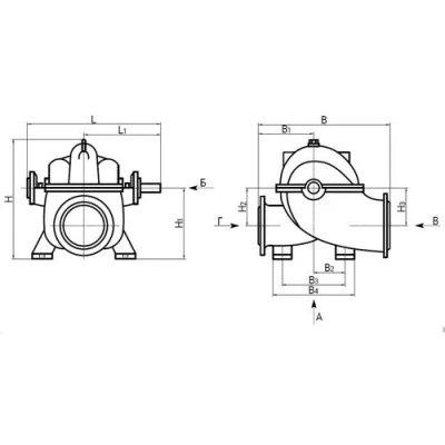 Насос центробежный ПРАКТИК Д 630-90 поверхностный, корпус - чугун, мощность - 250кВт, напор - 90м, производительность - 10500л/мин, 220В, без двигателя, без рамы