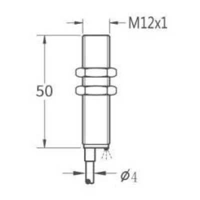 Индуктивный датчик Prompower KJ112-D04NB-D350-LY резьбовой, монтаж - заподлицо, расстояние срабатывания - 4мм, тип выходного сигнала - NPN-НЗ, соединение - кабель, материал корпуса - никелированная латунь, IP67