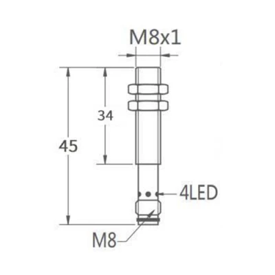 Датчики индуктивные Prompower KJ208 резьбовые, монтаж - заподлицо, расстояние срабатывания - 2мм, материал корпуса - нержавеющая сталь, IP67