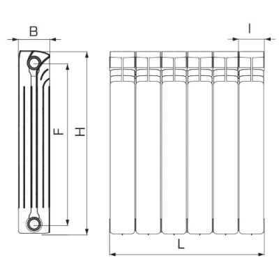 Радиатор биметаллический STOUT Titan 500 SRB-3310-050014, 570х1120мм, теплоотдача - 2772Вт, подключение - боковое, цвет - белый RAL 9016