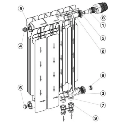 Радиатор биметаллический STOUT Space 500 SRB-0310-050004, 561х320мм, теплоотдача  724Вт, подключение - боковое, цвет - белый RAL 9016