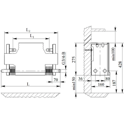 Конвектор настенный концевой Универсал Комфорт КН10 К Ру10, теплоотдача - 1.640кВт, корпус - сталь, подключение - боковое