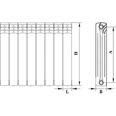 Радиаторы биметаллические Rifar MONOLIT 500, 15-18 секций, теплоотдача - 2940-3528Вт, подключение резьбовое - 3/4″, нижнее правое, цвет - белый