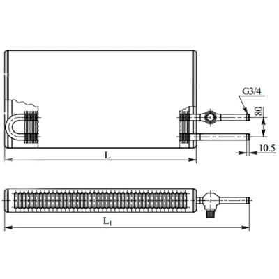 Конвекторы настенные концевые Универсал КА2 У на п/у Ру10, теплоотдача - 0.400-2.941кВт, корпус - сталь, подключение - боковое, правое, с пластиной под счетное устройство
