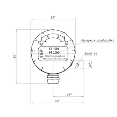 Датчик температуры наружного воздуха (Z-скоба) RGP STANDART TS-E01 PT1000, диапазон измерения от -70 °C до +500 °C