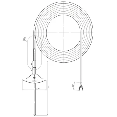 Датчик температуры RGP STANDART TU-K300 PT1000 канальный, длина гильзы – 300мм, диапазон измерения от -50°C до +130°C