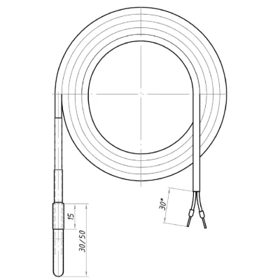 Датчик температуры RGP STANDART TU-02 PT1000 накладной, длина гильзы – 50мм, диапазон измерения от -50°C до +130°C
