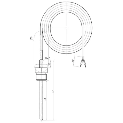 Датчик температуры RGP STANDART TU-D11 NTC10k (3435) погружной, длина штуцера – 50мм, присоединение G1/2, диапазон измерения от -50°C до +130°C